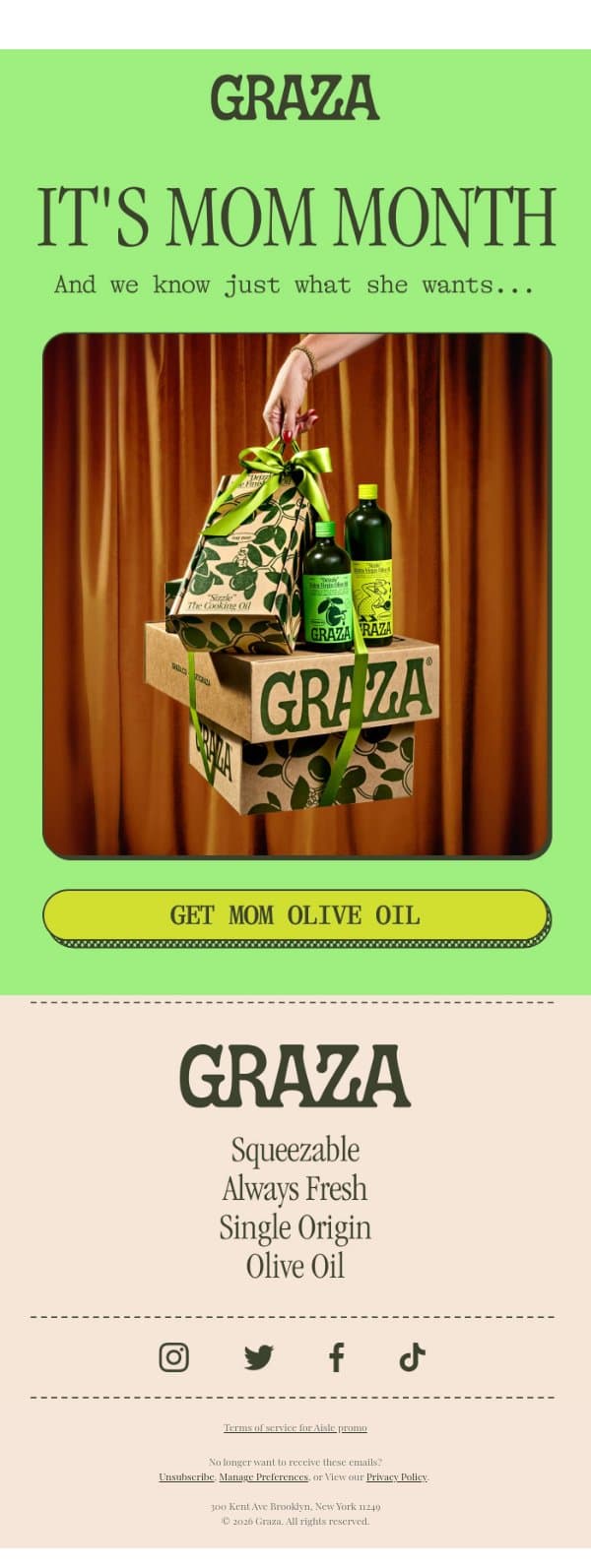 May is for moms 🫶 email from Graza screenshot