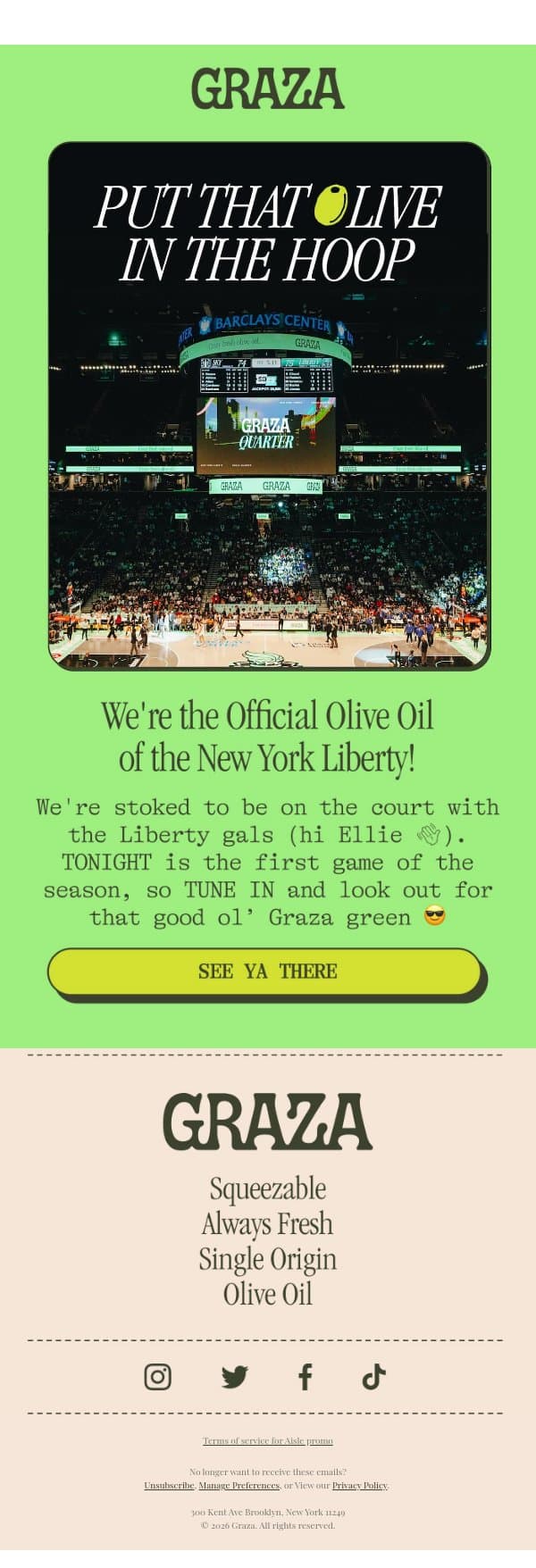 Dribble. Drizzle. Shoot. Shoot. 🏀 email from Graza screenshot