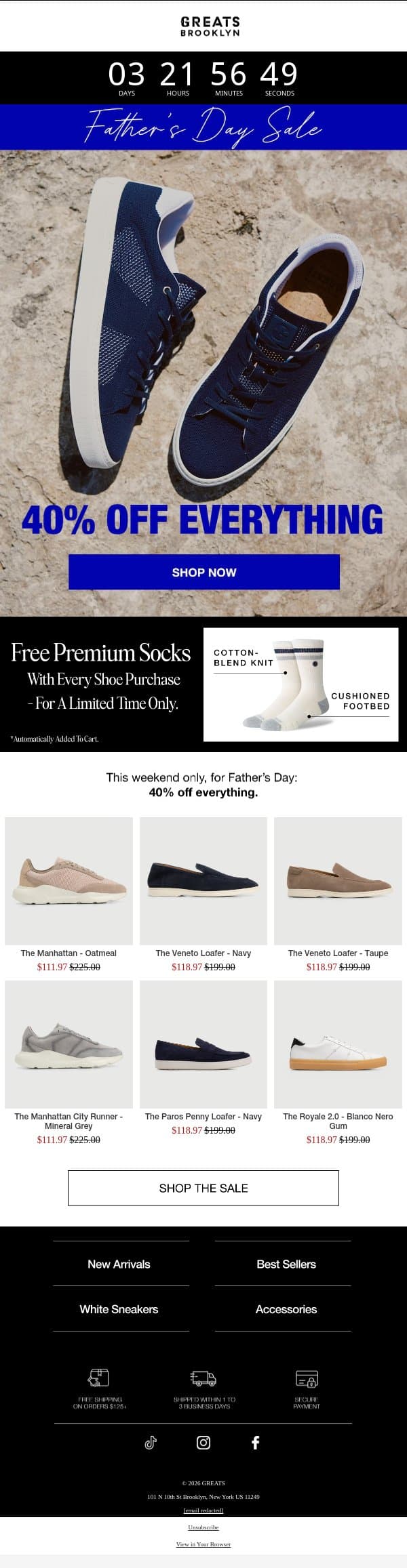 Father’s Day Sale email from Greats screenshot