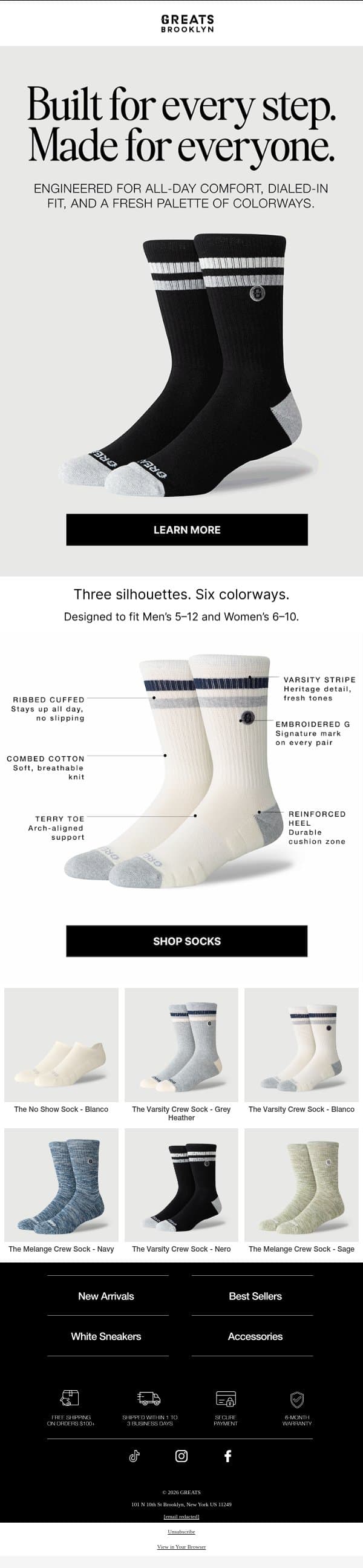 Not just socks. An upgrade. email from Greats screenshot