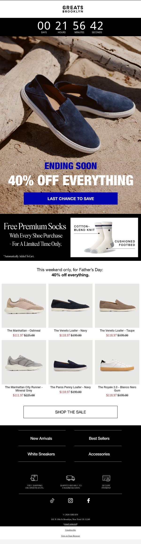 Last Chance: Father’s Day Sale email from Greats screenshot