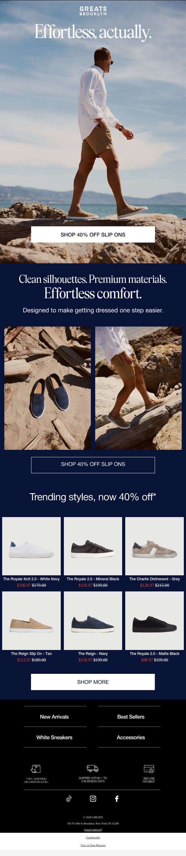 Slip on, go email from Greats screenshot