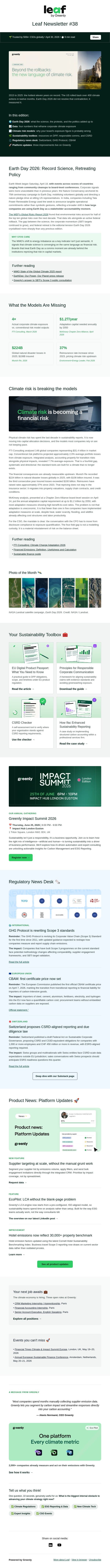 The essential takeaways from Earth Day 2026 🌍 email from Greenly screenshot