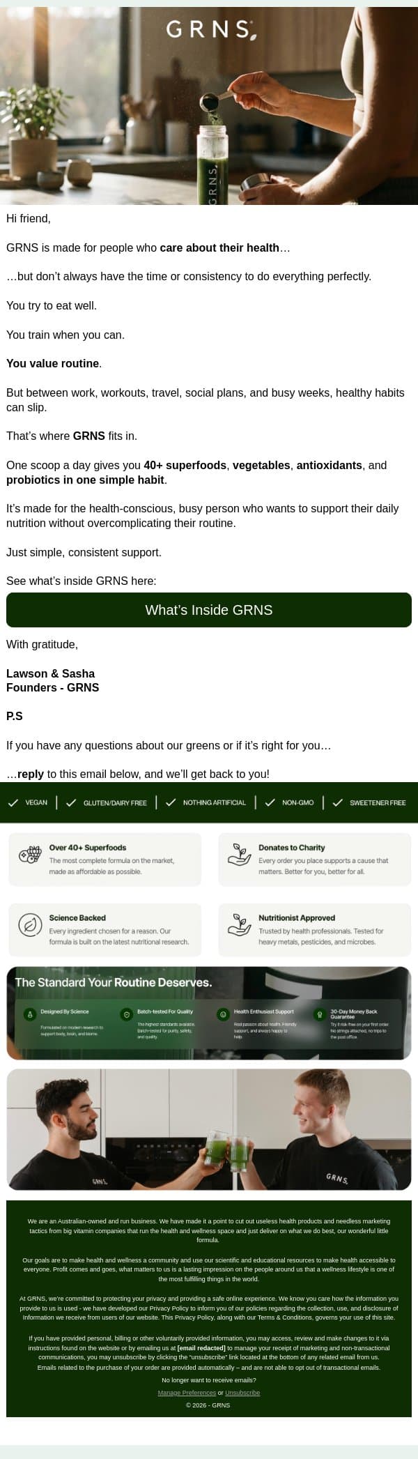 Is GRNS Made For You? email from GRNS screenshot
