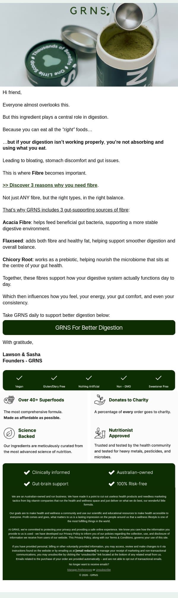 #1 ingredient most people overlook email from GRNS screenshot