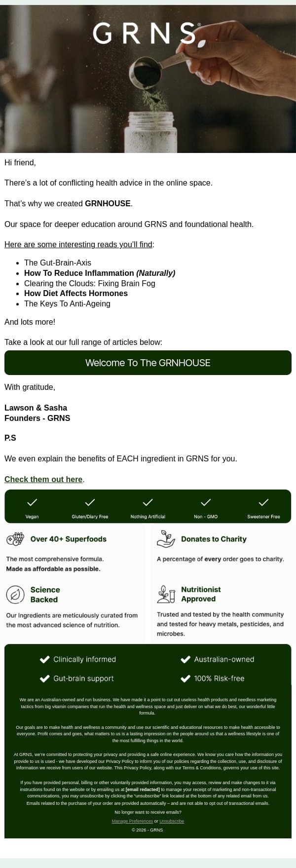Confused By Health Advice? email from GRNS screenshot