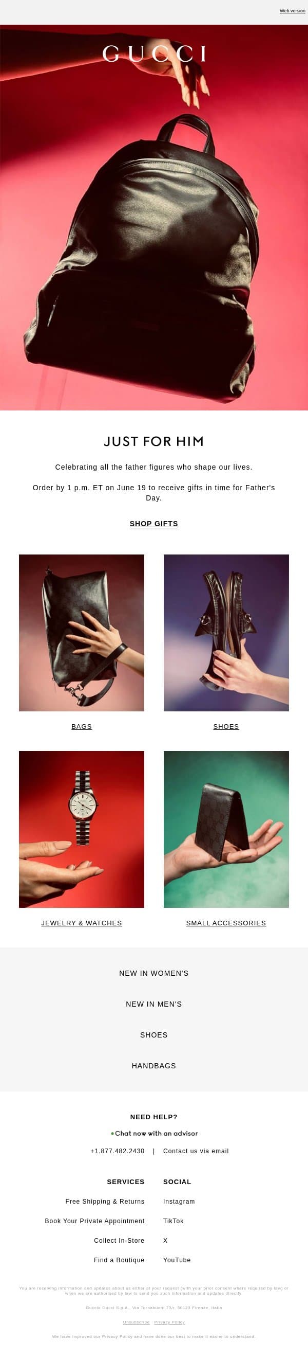 Final Hours for Father’s Day Gifts email from Gucci screenshot