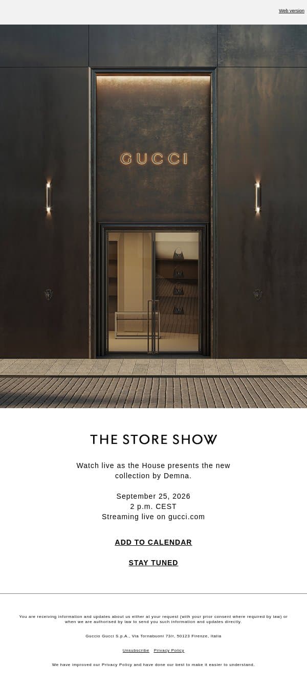 It’s Almost Here: The Store Show email from Gucci screenshot