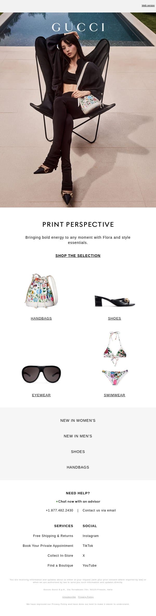 Accessories in Bloom email from Gucci screenshot
