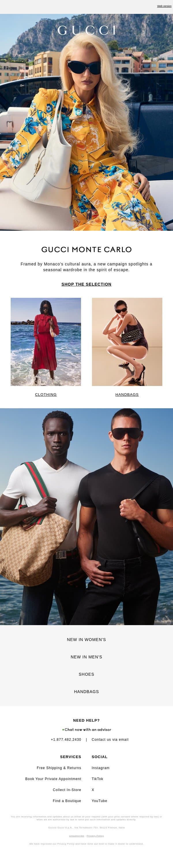 Gucci Monte Carlo email from Gucci screenshot