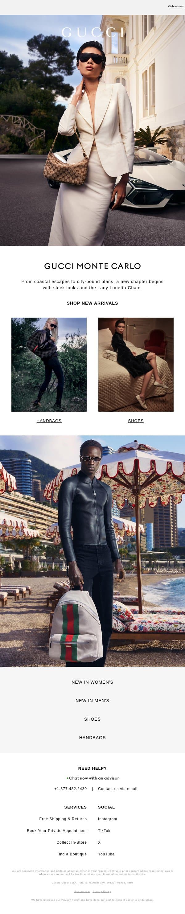 Gucci Monte Carlo: A New Chapter email from Gucci screenshot
