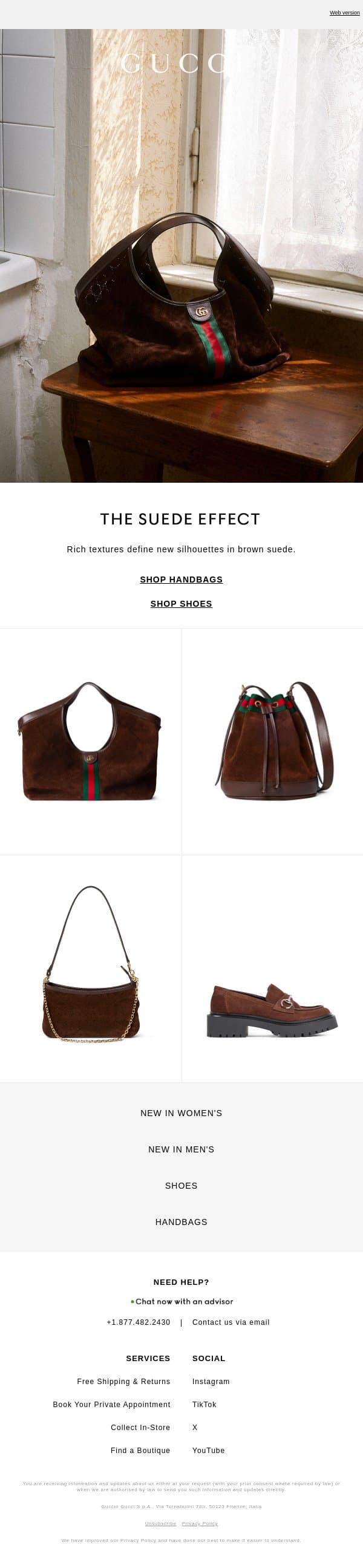 Made for Suede email from Gucci screenshot