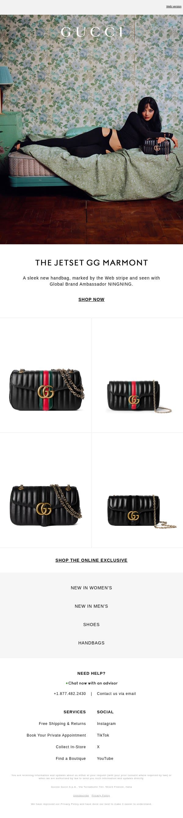 All About the Jetset GG Marmont email from Gucci screenshot