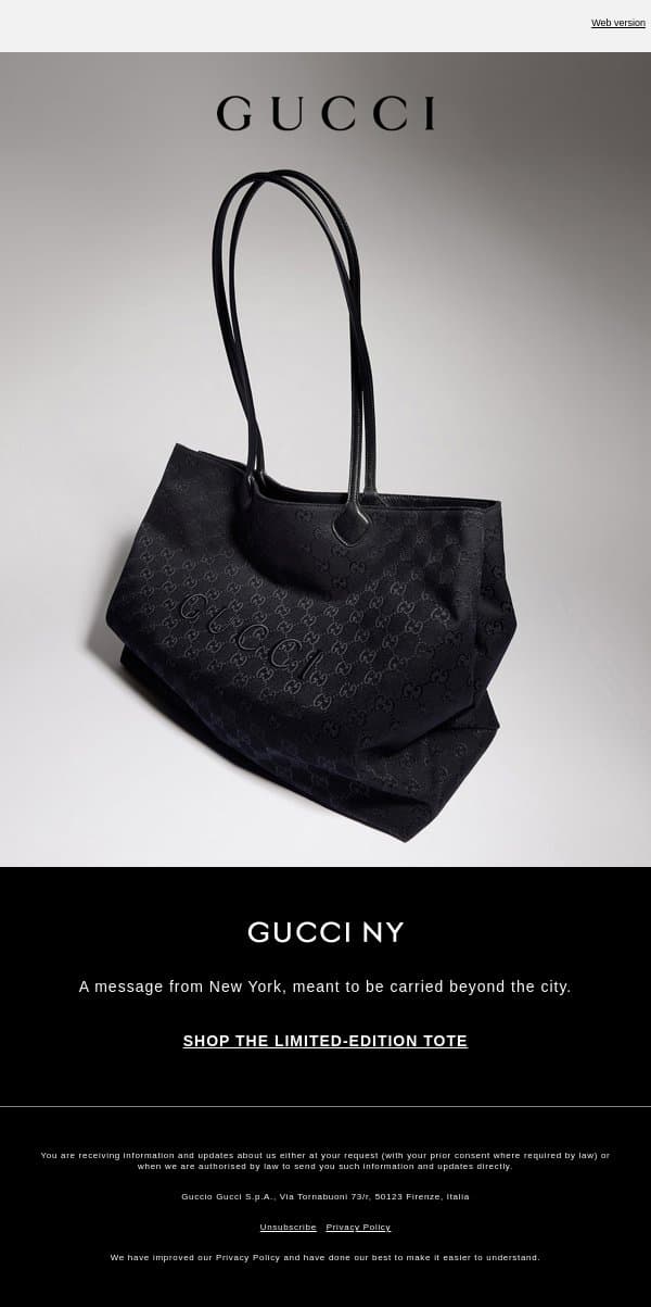 From New York, with Love email from Gucci screenshot