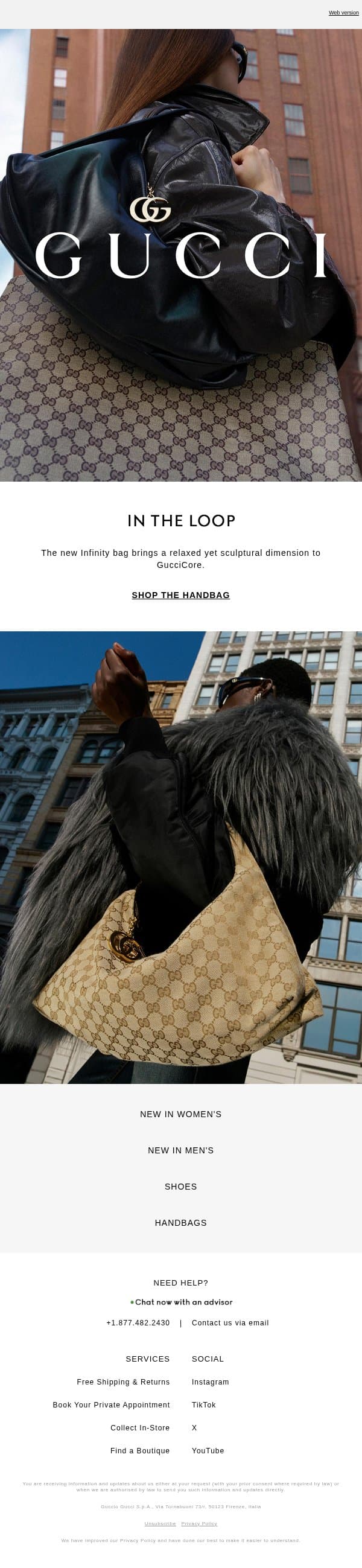 Infinite by Design email from Gucci screenshot