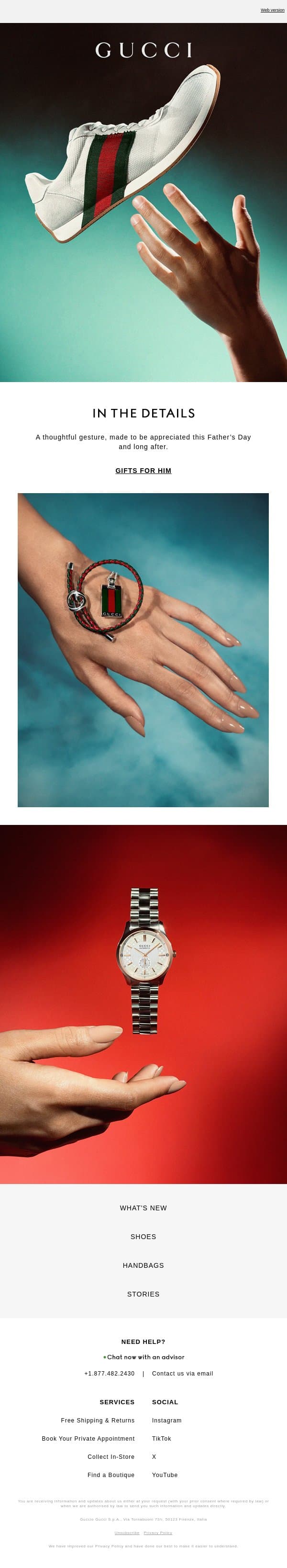 Gifts with Dad in Mind email from Gucci screenshot