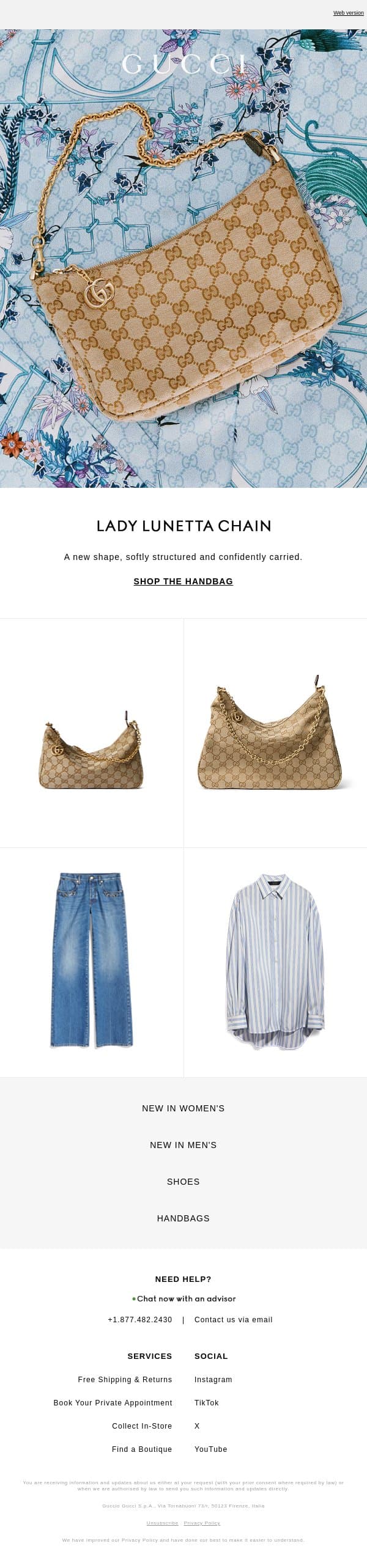 A New Lady Lunetta email from Gucci screenshot