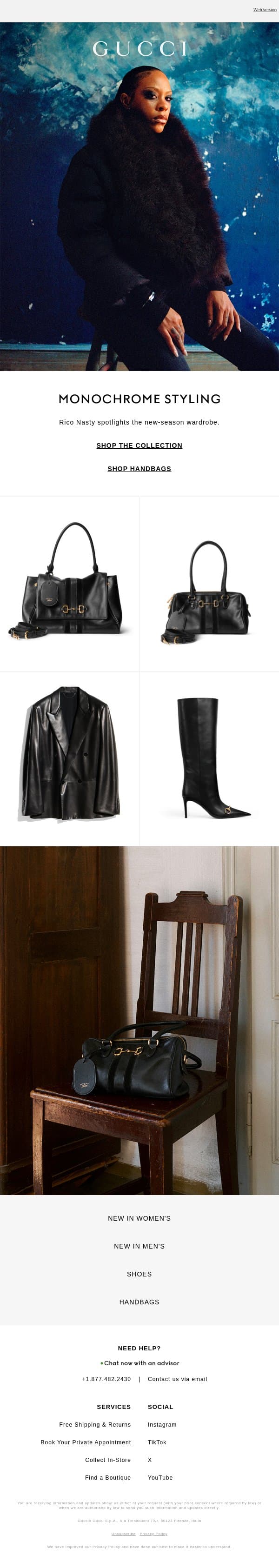 Tonal Sophistication email from Gucci screenshot