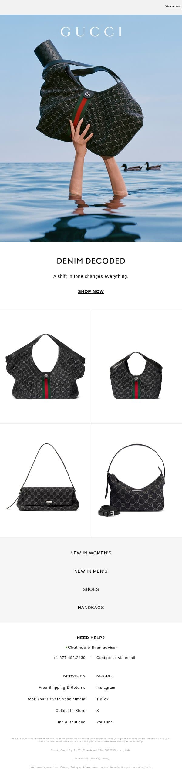 Devoted to Denim email from Gucci screenshot
