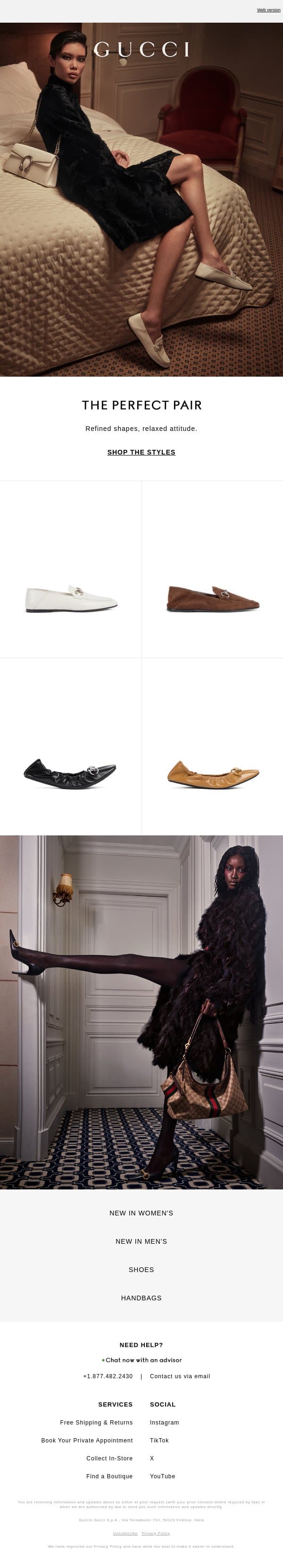 Flats in Focus email from Gucci screenshot