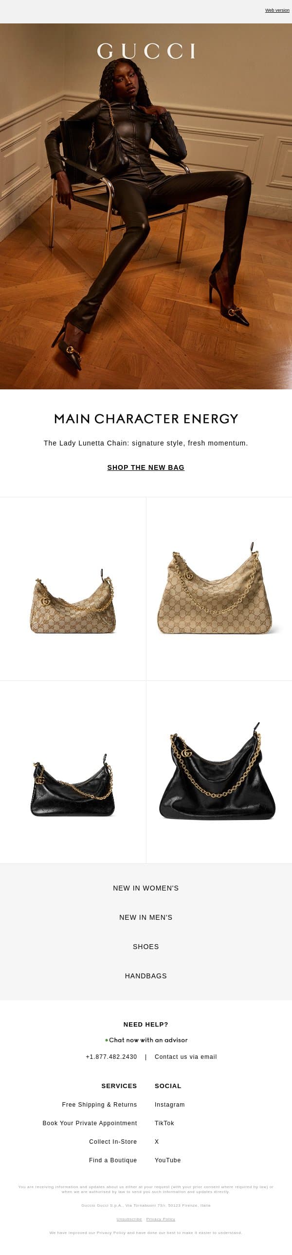Ahead of the Curve: Lady Lunetta Chain email from Gucci screenshot