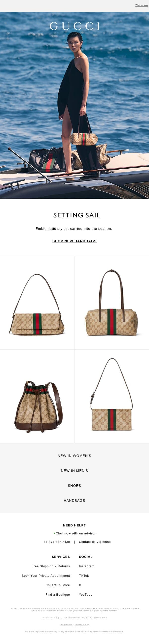 New Bags, New Horizons email from Gucci screenshot