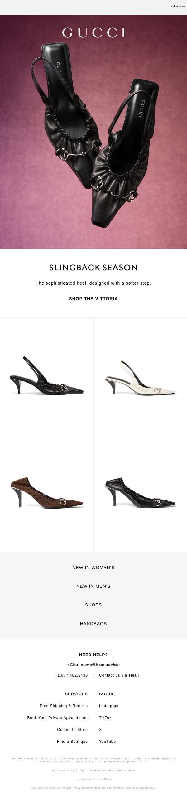 A Softer Side: The Vittoria Heel email from Gucci screenshot