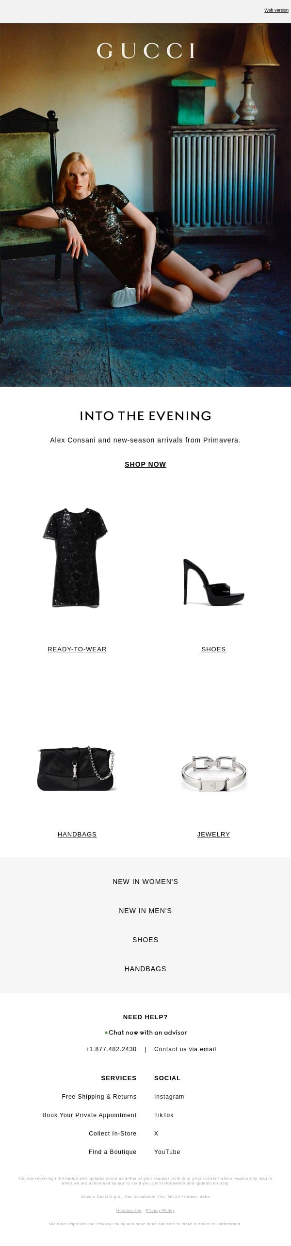 Evening Style email from Gucci screenshot