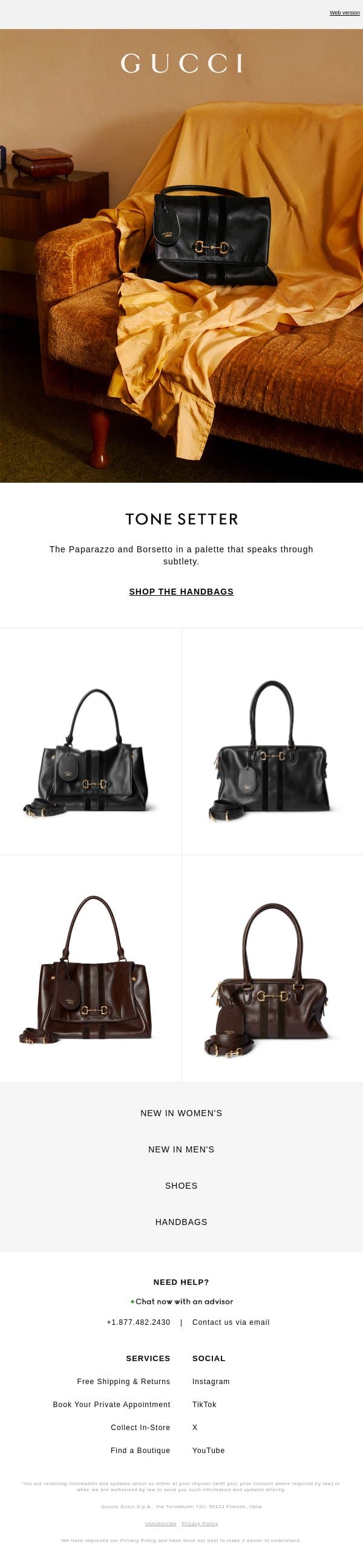 Handbag Harmony email from Gucci screenshot