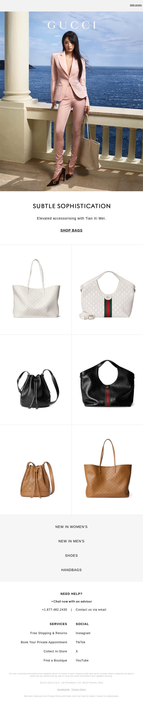 Leather in Soft Focus email from Gucci screenshot