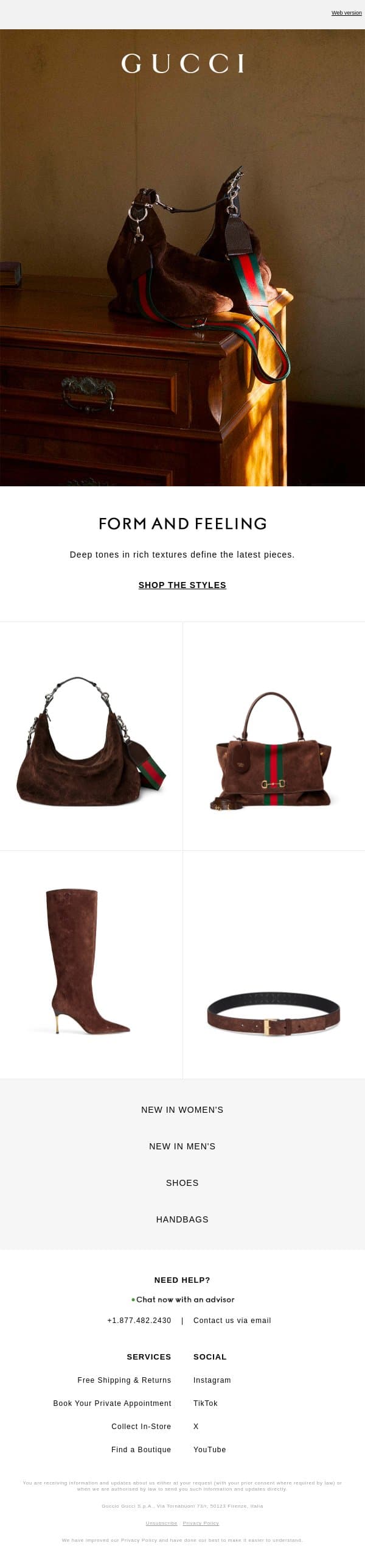 Suede Appeal email from Gucci screenshot