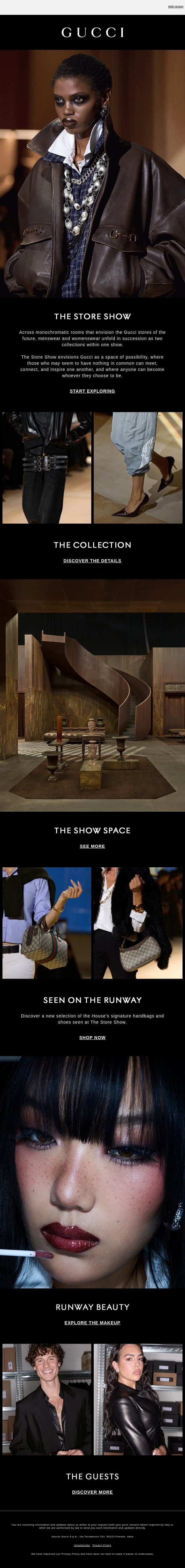 Runway Highlights from The Store Show email from Gucci screenshot