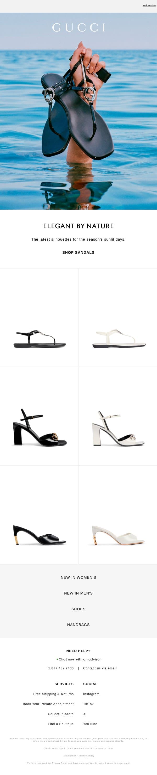 Sandal Season email from Gucci screenshot