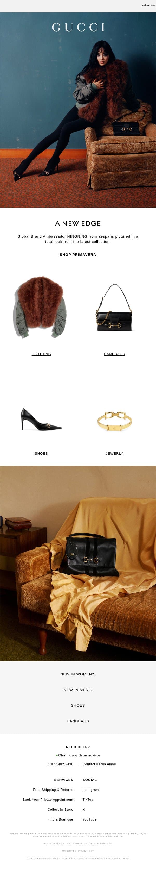 The Primavera Wardrobe email from Gucci screenshot