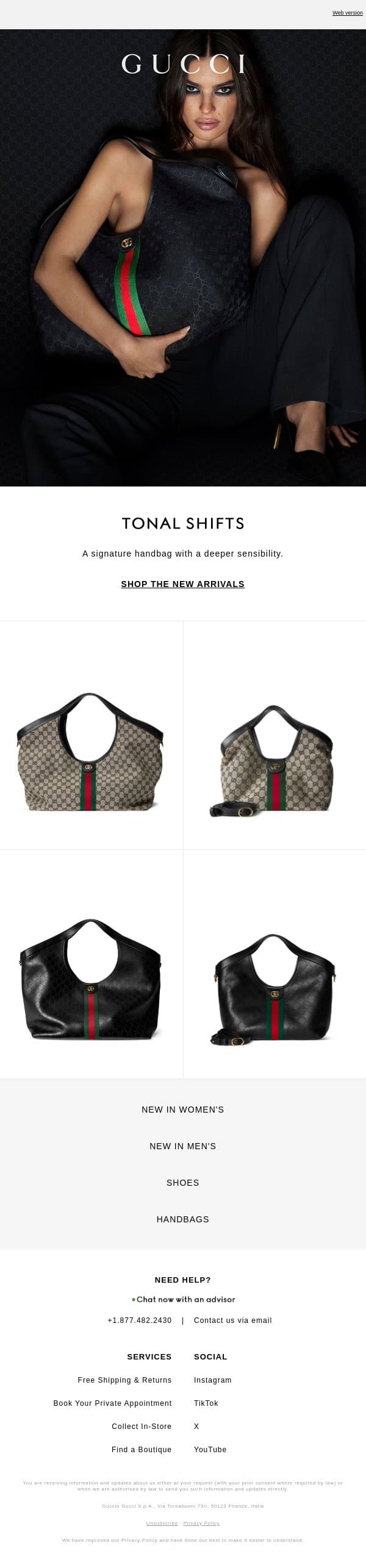 Shades of Giglio email from Gucci screenshot