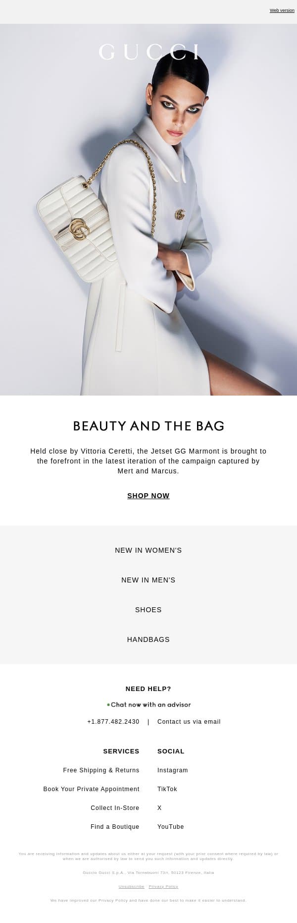 Beauty and the Bag Continues email from Gucci screenshot