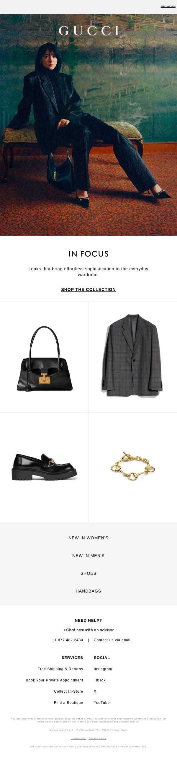 New-Season Shift email from Gucci screenshot