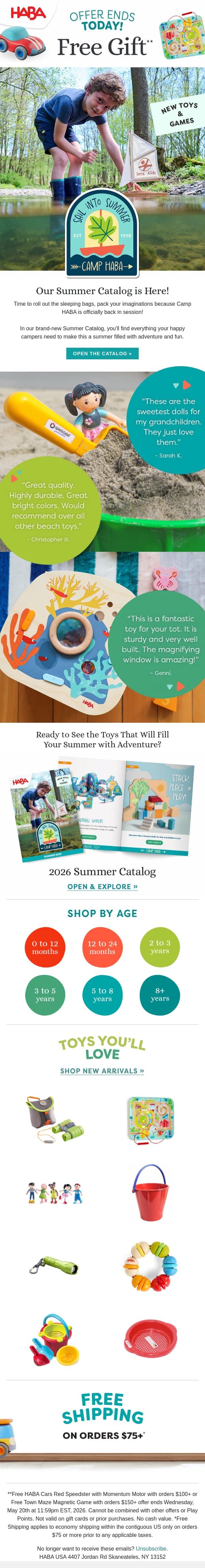 Our Summer Catalog is Here 😍 email from HABA screenshot