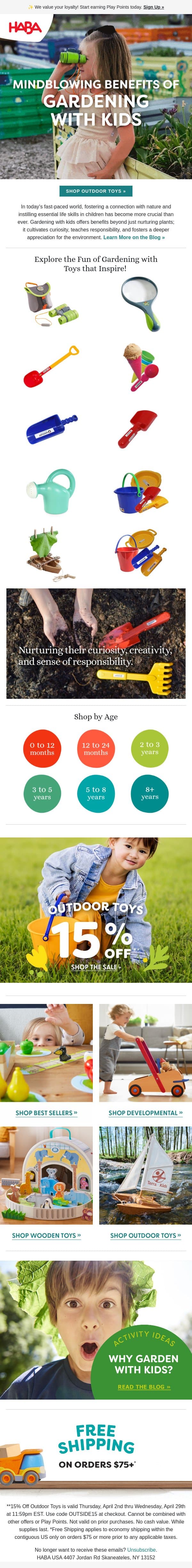 👩‍🌾 Mind-Blowing Benefits to Gardening with Kids email from HABA screenshot