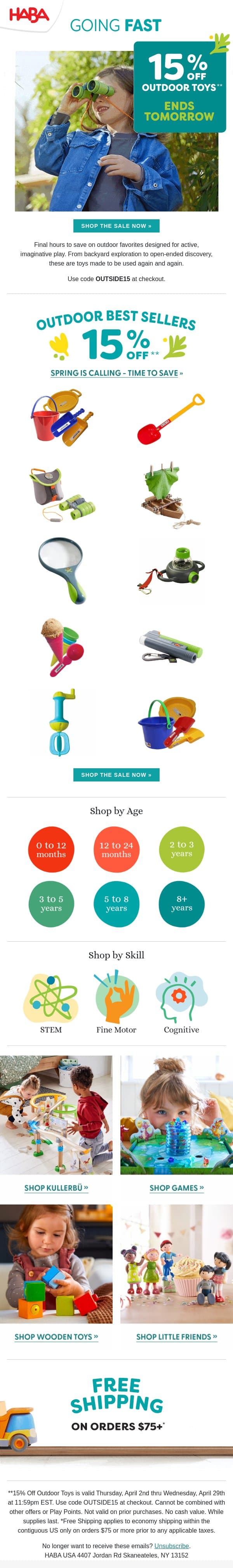 Last Moments for Our Sale ☀️ email from HABA screenshot