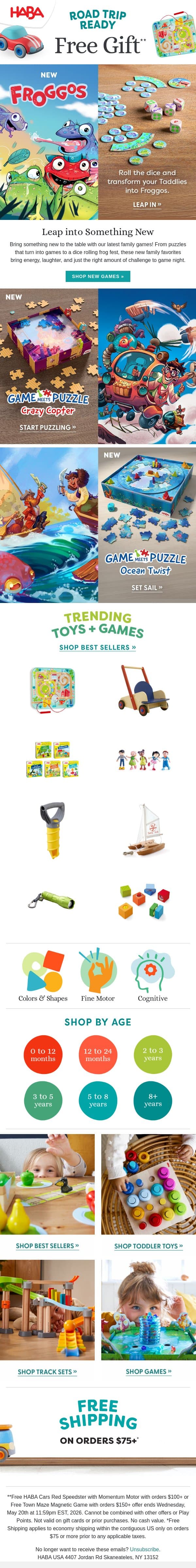 Leap into New Game Fun 🐸 email from HABA screenshot