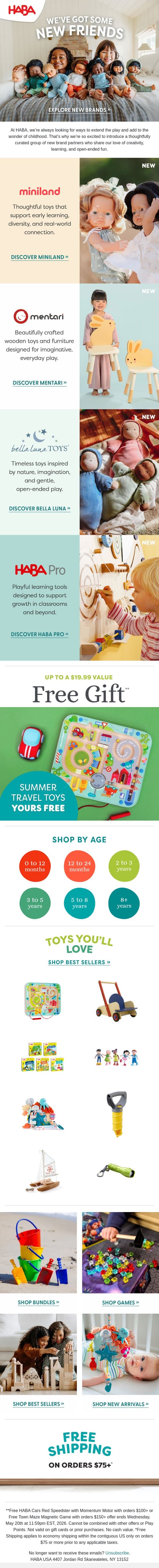Introducing New Brands to Explore! 🌟 email from HABA screenshot