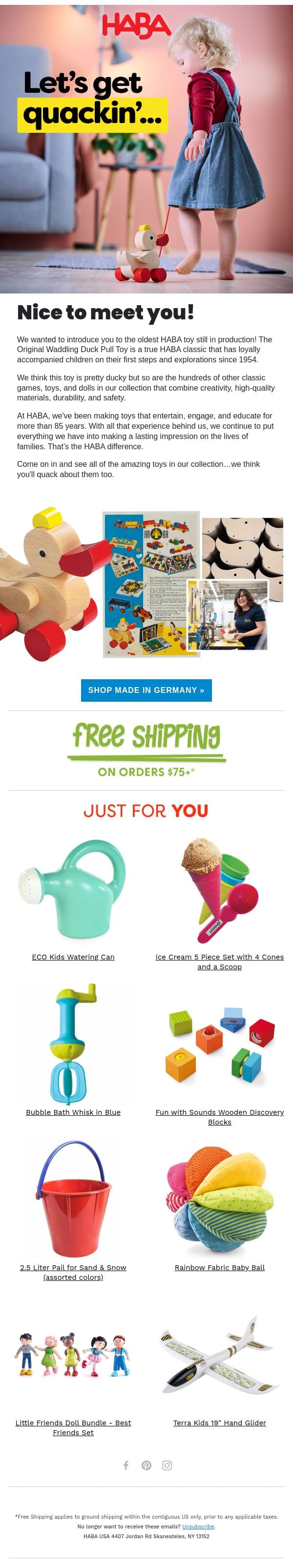 We Think You're the Duckiest🦆 email from HABA screenshot