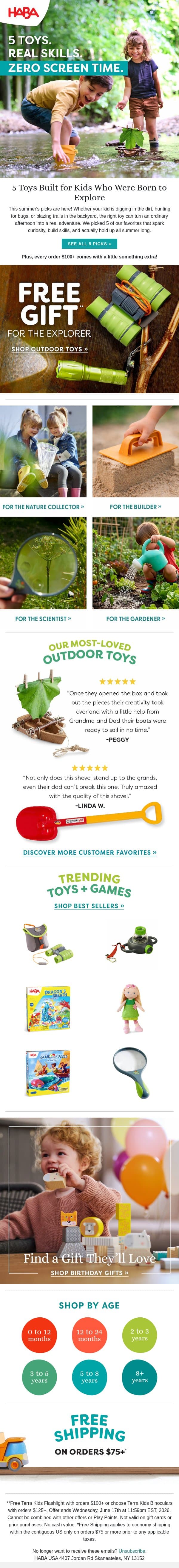 🌳 The 5 toys that turn curiosity into adventure email from HABA screenshot