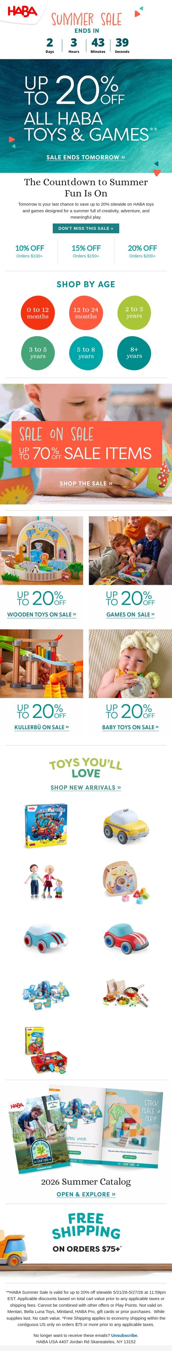 Ends Tomorrow: Up to 20% Off Sitewide 🚨 email from HABA screenshot