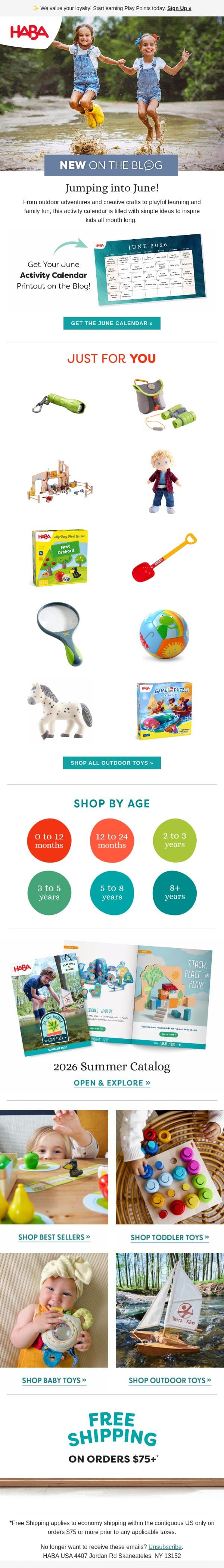 Your Kids Activity Guide for June 🌸 🌼 email from HABA screenshot