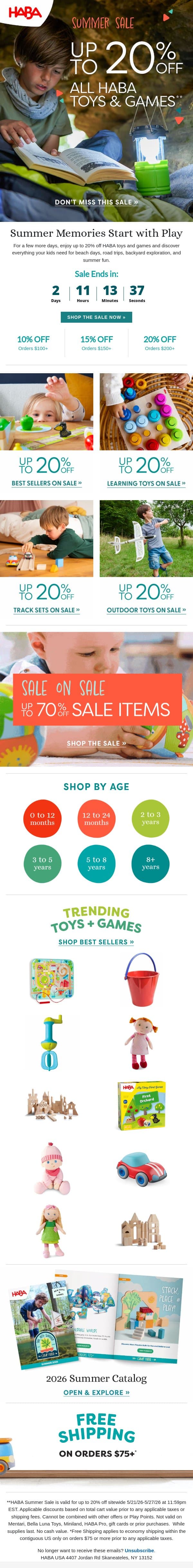 Make Summer Magic While Savings Last 🪄 email from HABA screenshot