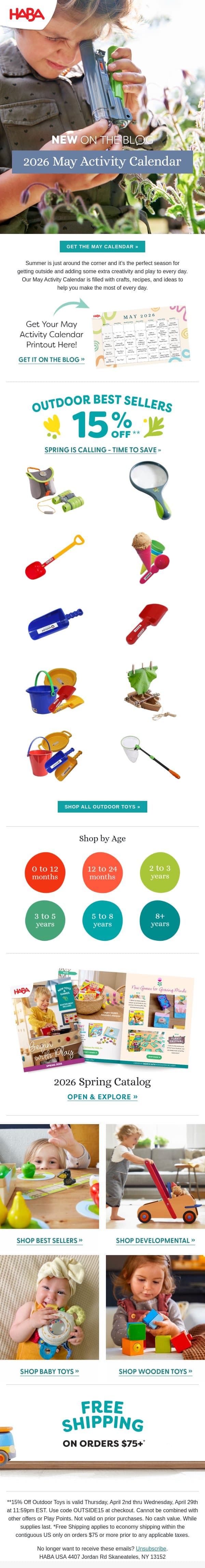 Free Kids Activity Guide for May 🌸 🌼 email from HABA screenshot