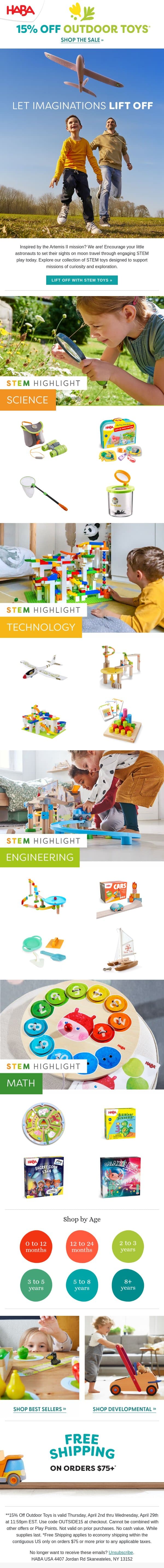 Are Your Kids Ready to Fly to the Moon? 🌕 email from HABA screenshot