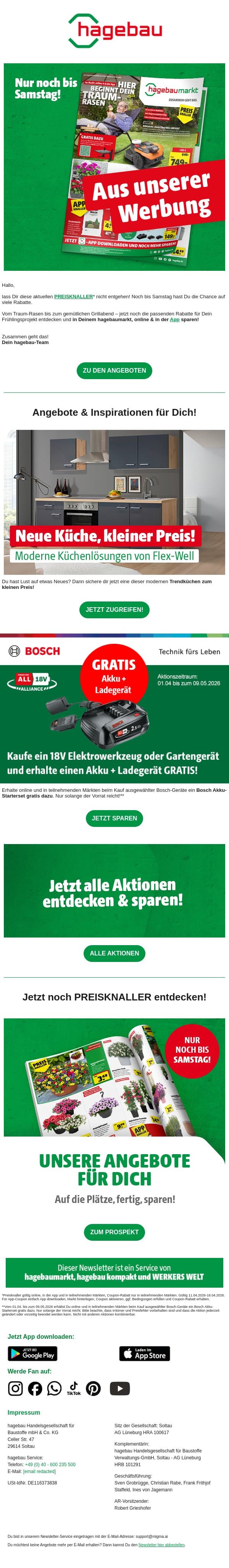⏰ Jetzt noch diese PREISKNALLER sichern! email from Hagebau screenshot